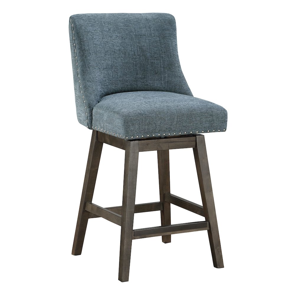 Granville 26″ Swivel Counter Stool with Grey Legs in Navy Fabric