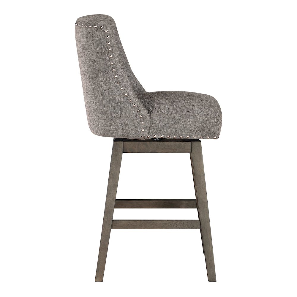 Granville 26″ Swivel Counter Stool with Grey Legs in Charcoal Fabric