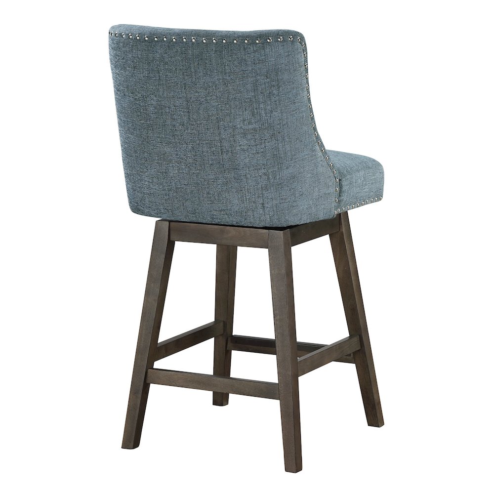 Granville 26″ Swivel Counter Stool with Grey Legs in Navy Fabric