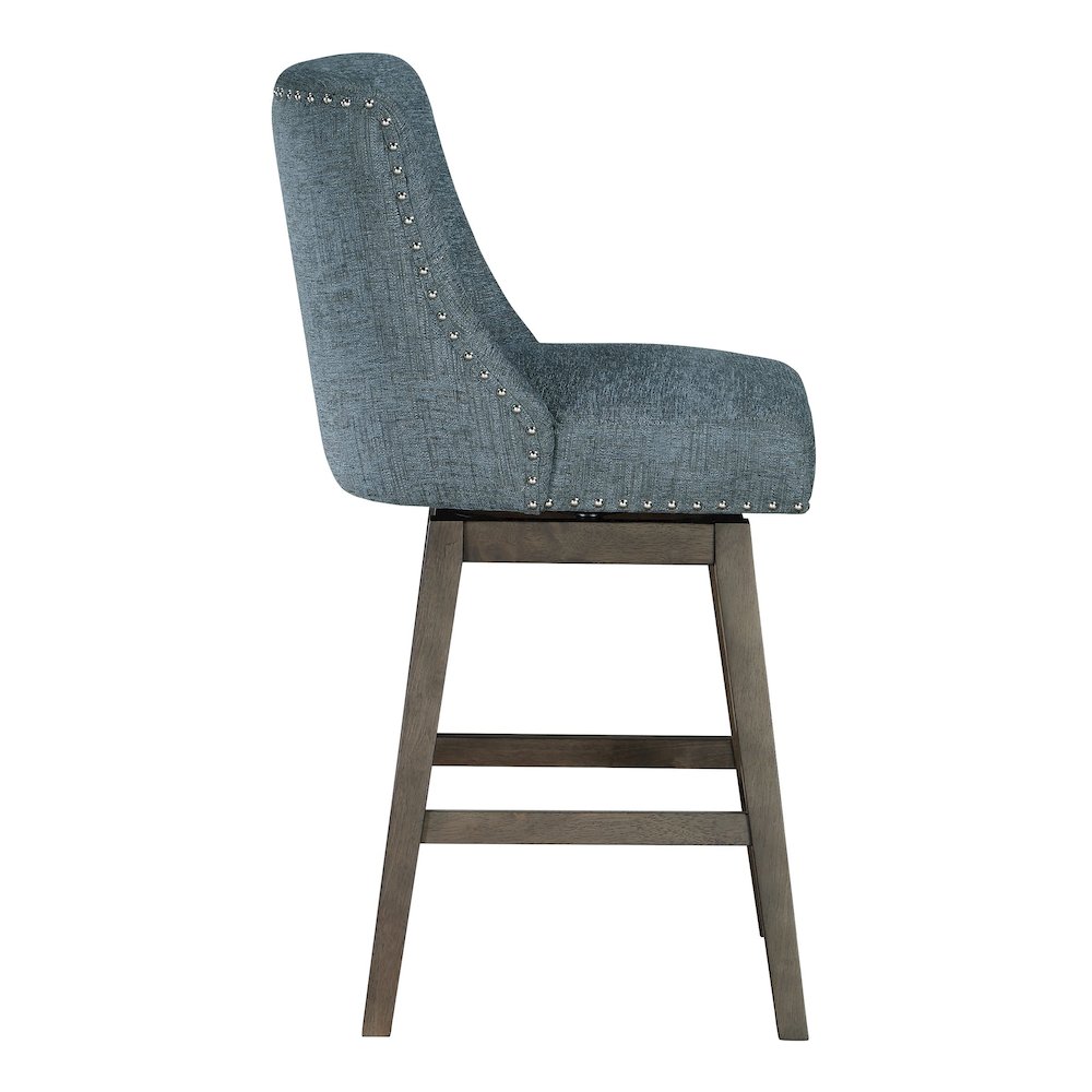 Granville 26″ Swivel Counter Stool with Grey Legs in Navy Fabric