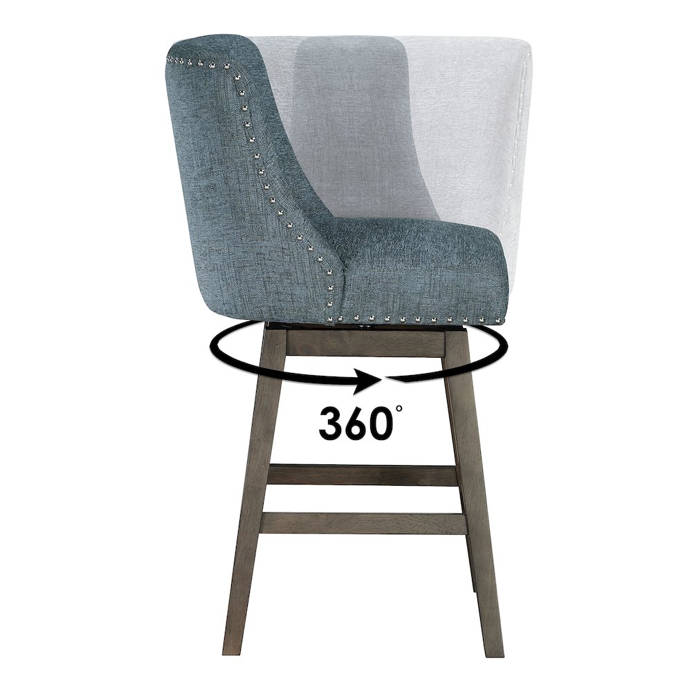 Granville 26″ Swivel Counter Stool with Grey Legs in Navy Fabric