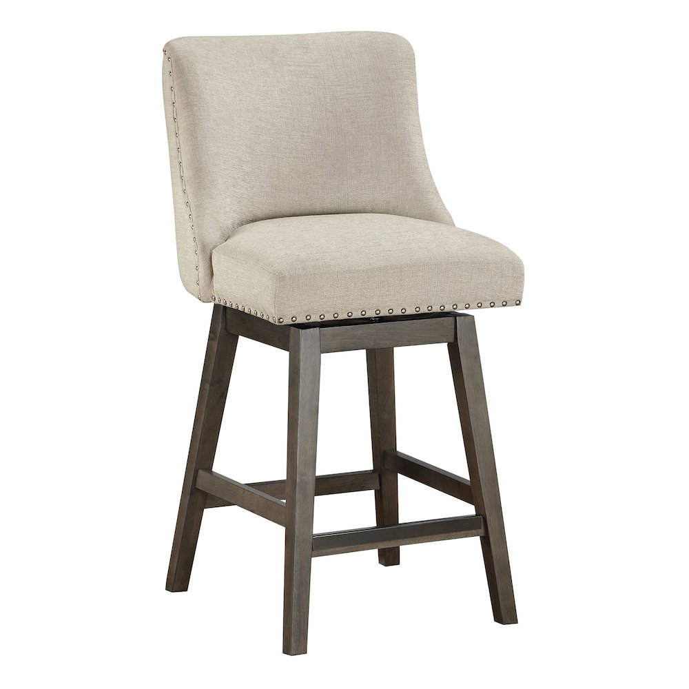Granville 26″ Swivel Counter Stool with Grey Legs in Wheat Fabric