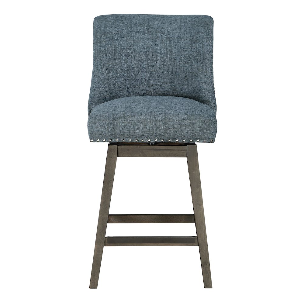 Granville 26″ Swivel Counter Stool with Grey Legs in Navy Fabric