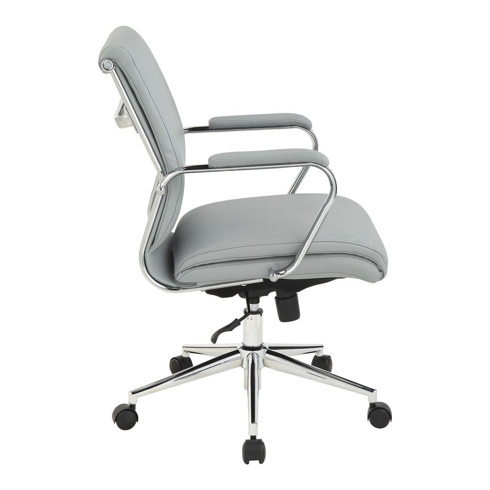 Mid Back Manager’s Chair with Dillon Steel Antimicrobial Fabric and Chrome Base