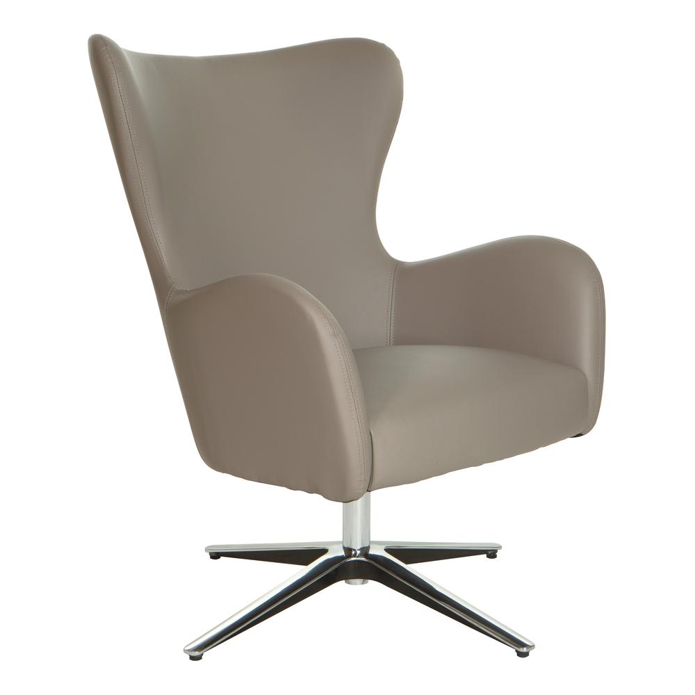 Wilma Swivel Armchair in Dillon Stratus Faux Leather with 4 Star Aluminum Base