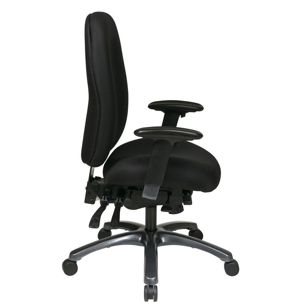 Multi-Function High Back Chair with Seat Slider and Titanium Finish Base