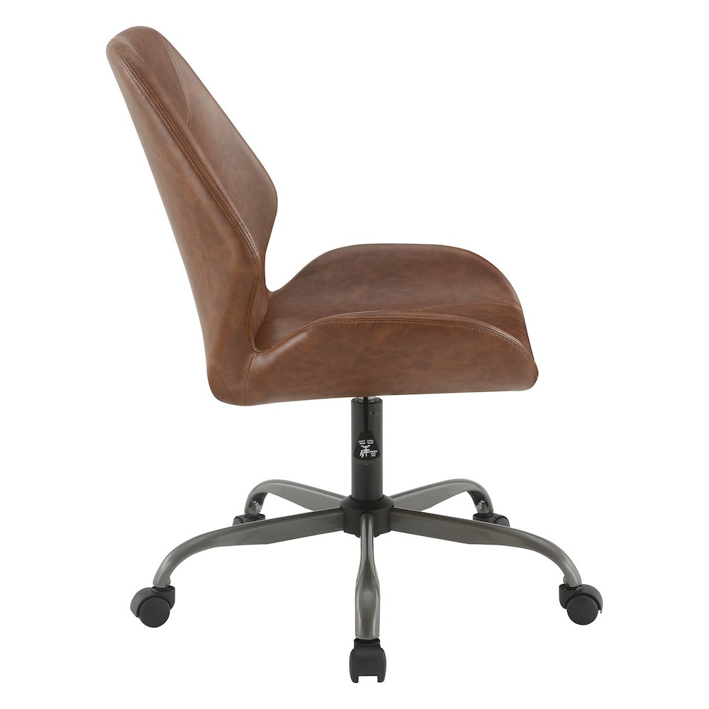 Topanga Office Chair in Saddle Faux Leather and Titanium Finish Base