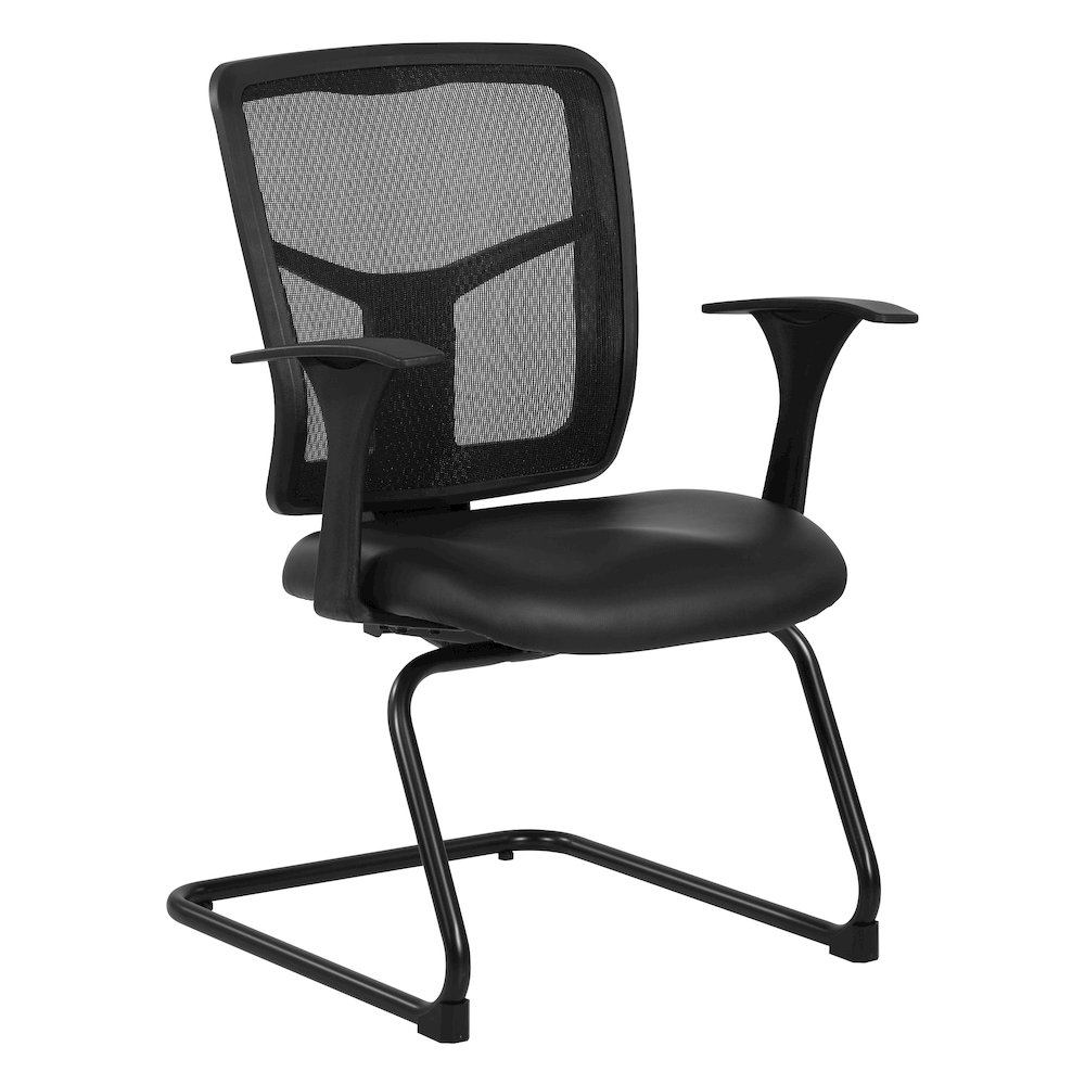 ProGrid Mesh Back Visitor’s Chair in Dillon Black Fabric with Arms