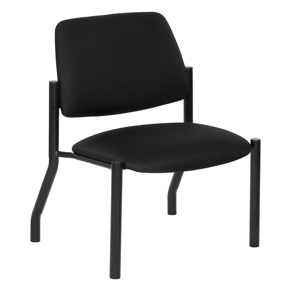 Big & Tall Armless Guest Chair in Icon Black Fabric with Black Metal Frame