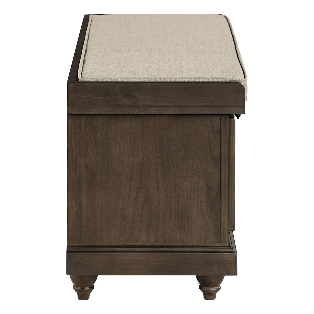 Dover Storage Bench in Dark Finish with Beige Cushion