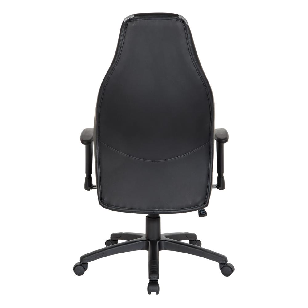 Commander Gaming Chair in Black Faux Leather and Grey Accents