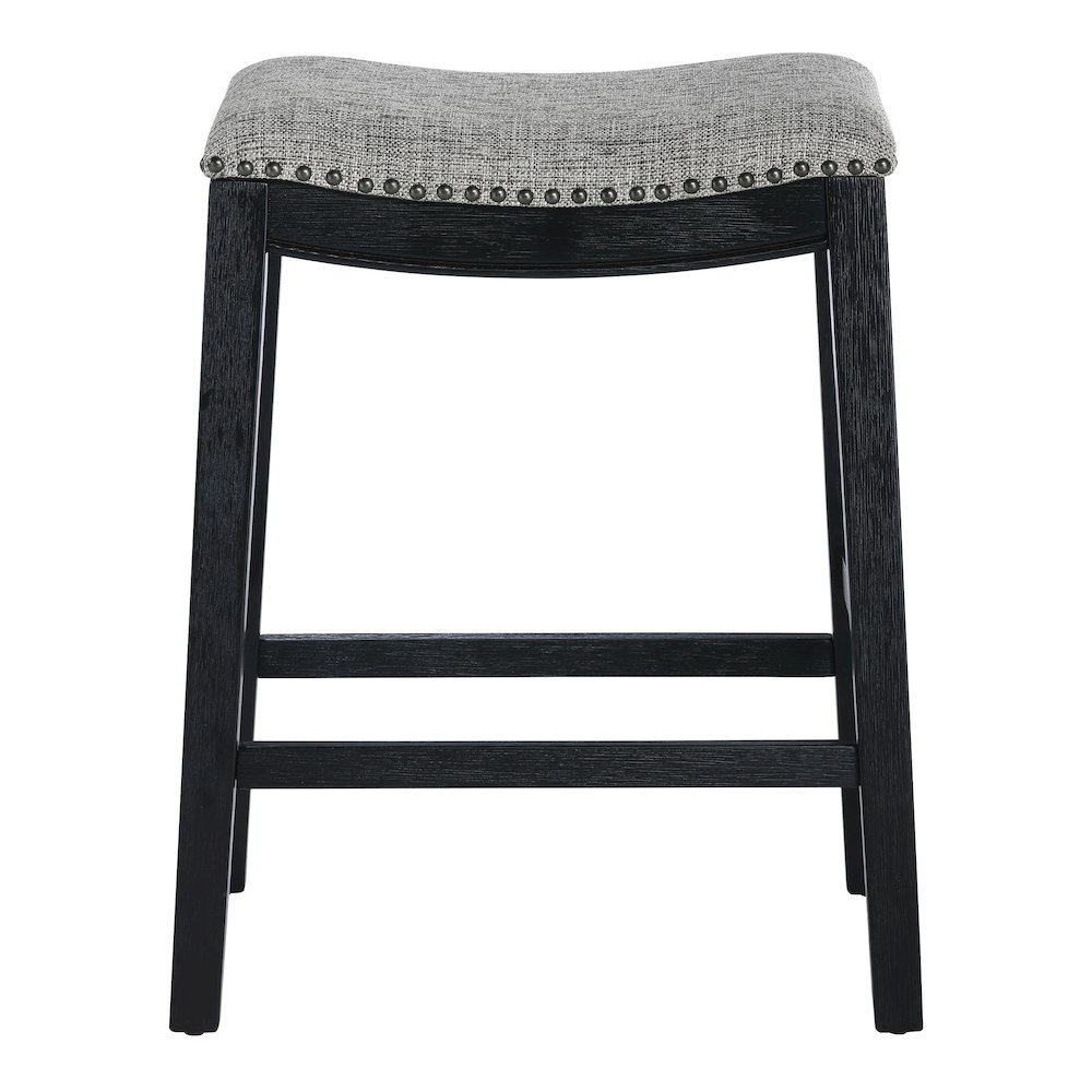 Saddle Stool 24″ in Graphite Fabric With Black Wood Finish 2-Pack