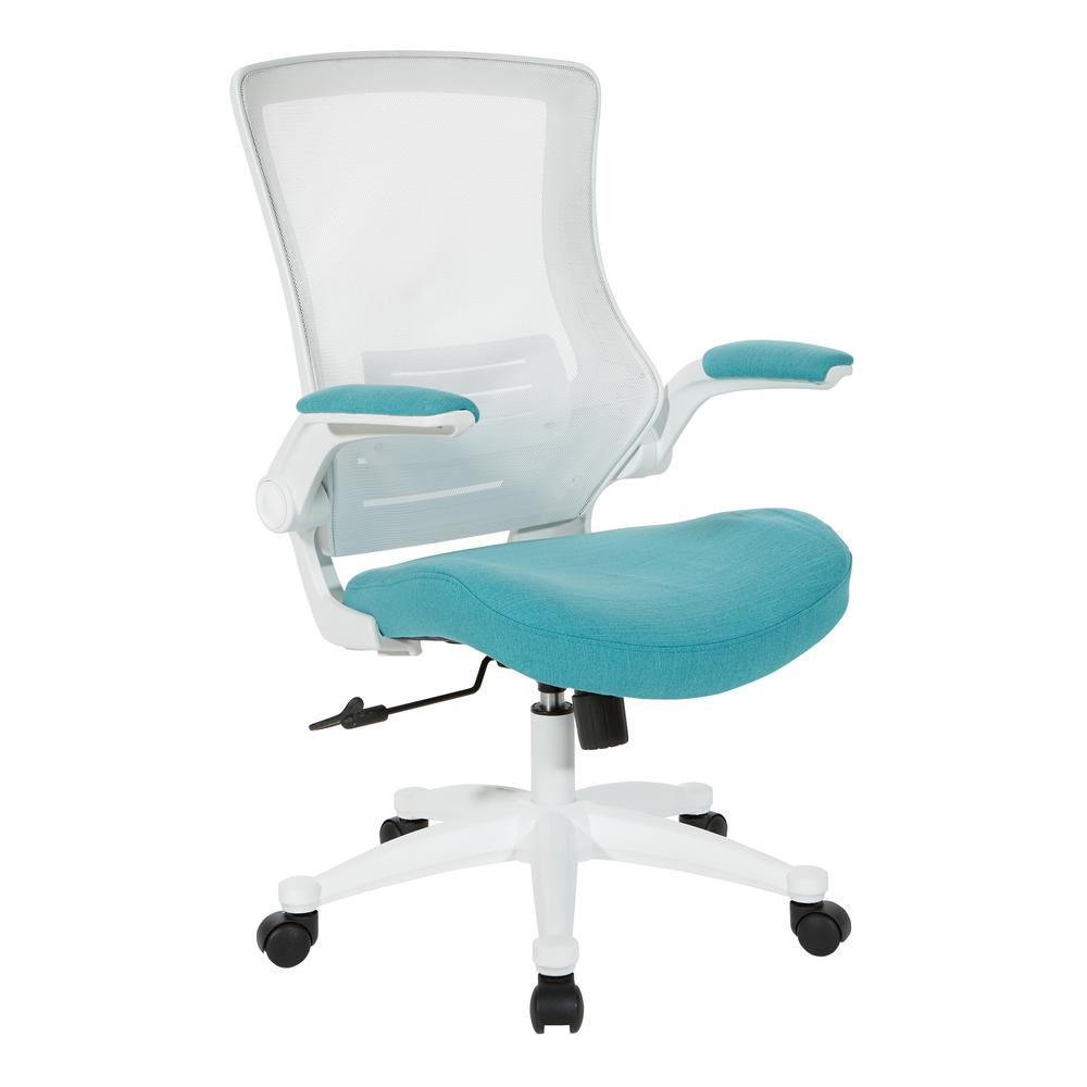 White Screen Back Manager’s Chair in White Turquoise Fabric