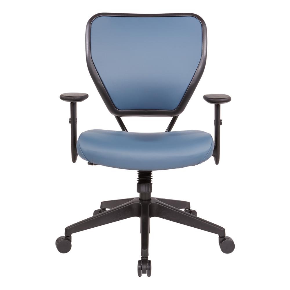 Antimicrobial Dillon Blue Seat and Back Task Chair with Adjustable Angled Arms and Nylon Base