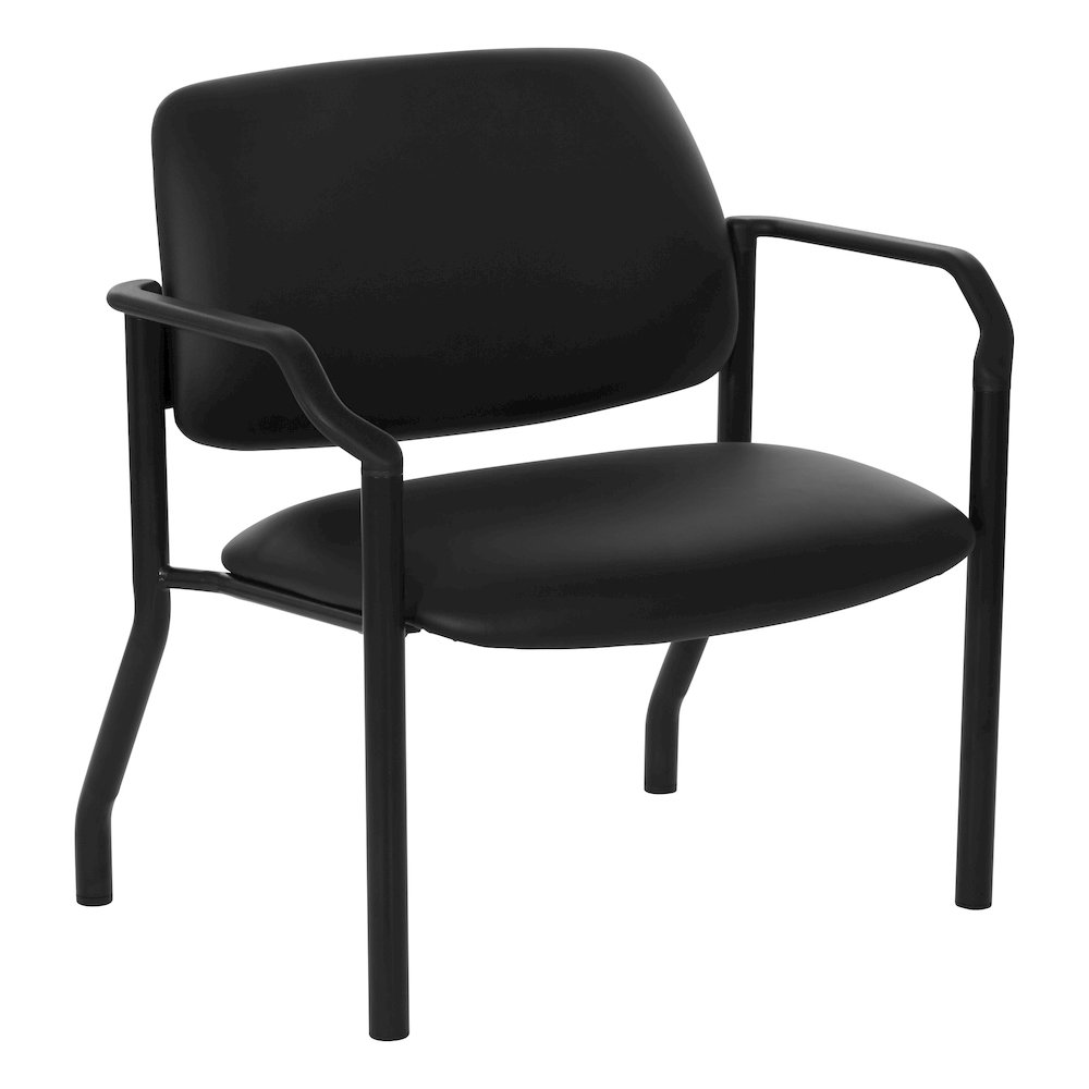 Big & Tall Guest Chair in Dillon Black Fabric with PU Arms and Black Metal Frame