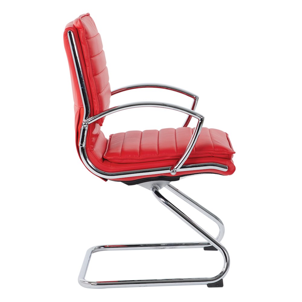 Guest Faux Leather Chair with Chrome Base and Includes Removable Arm Sleeves