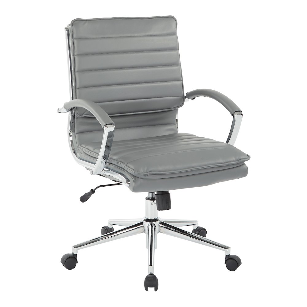 Mid-Back Manager’s Faux Leather Chair with Chrome Base
