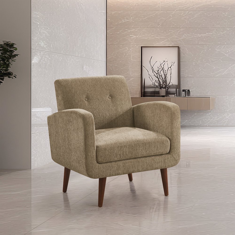 Lake Meadows Arm Chair in Taupe Fabric with Espresso Legs