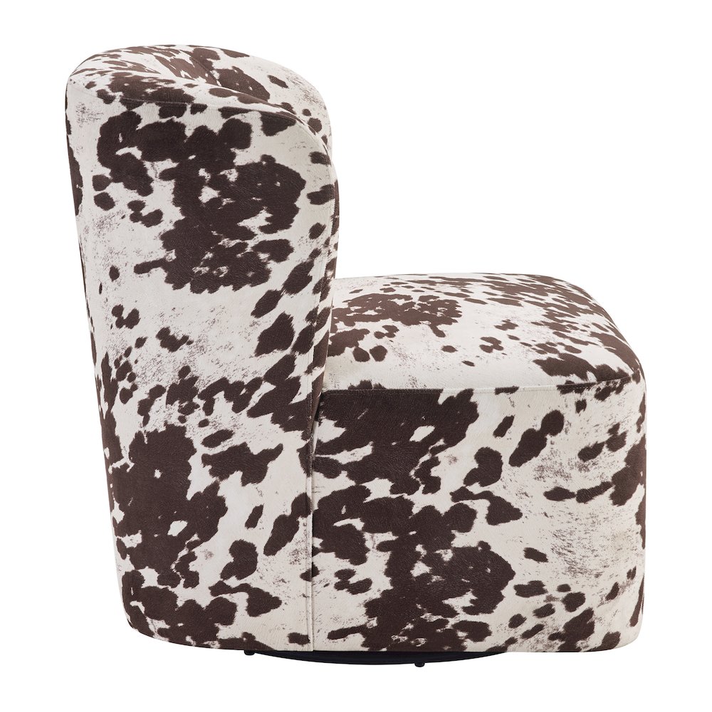 Lucia Swivel Chair in Brown Cow Fabric