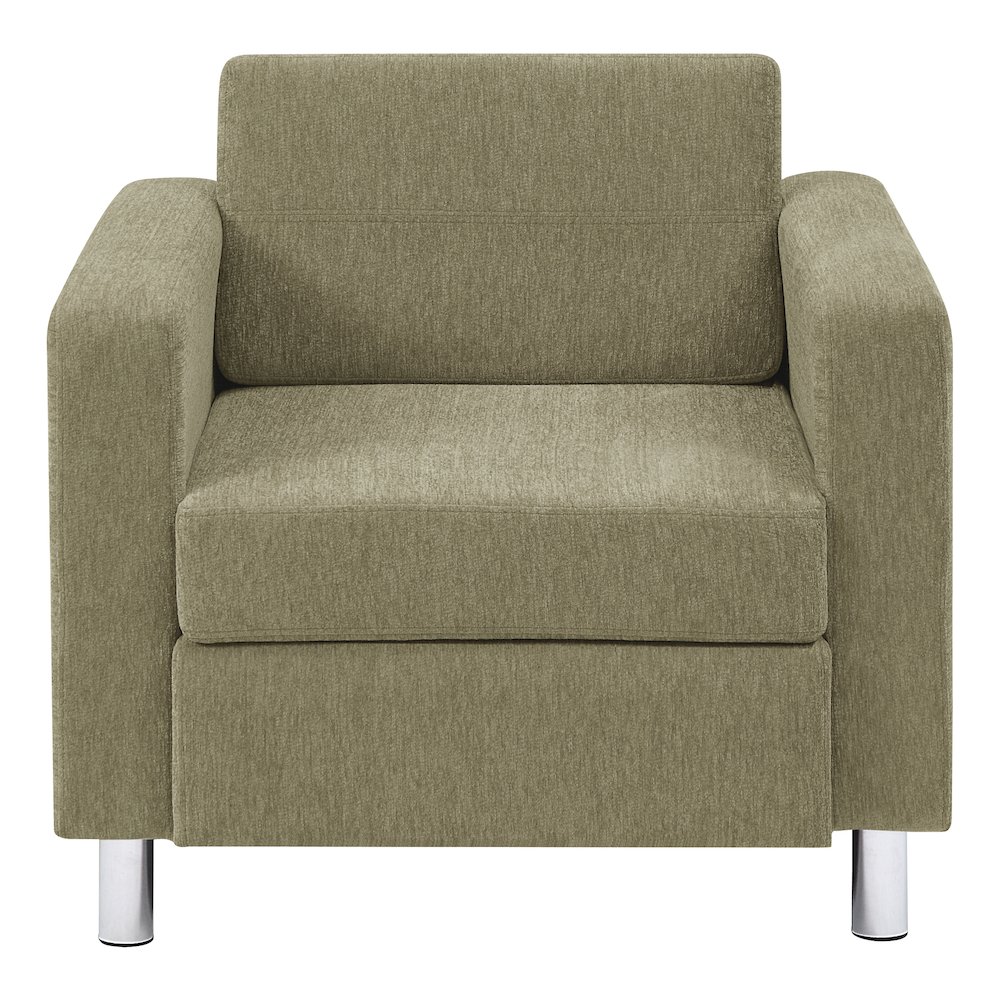 Pacific Armchair in Sea Green Fabric with Chrome Legs