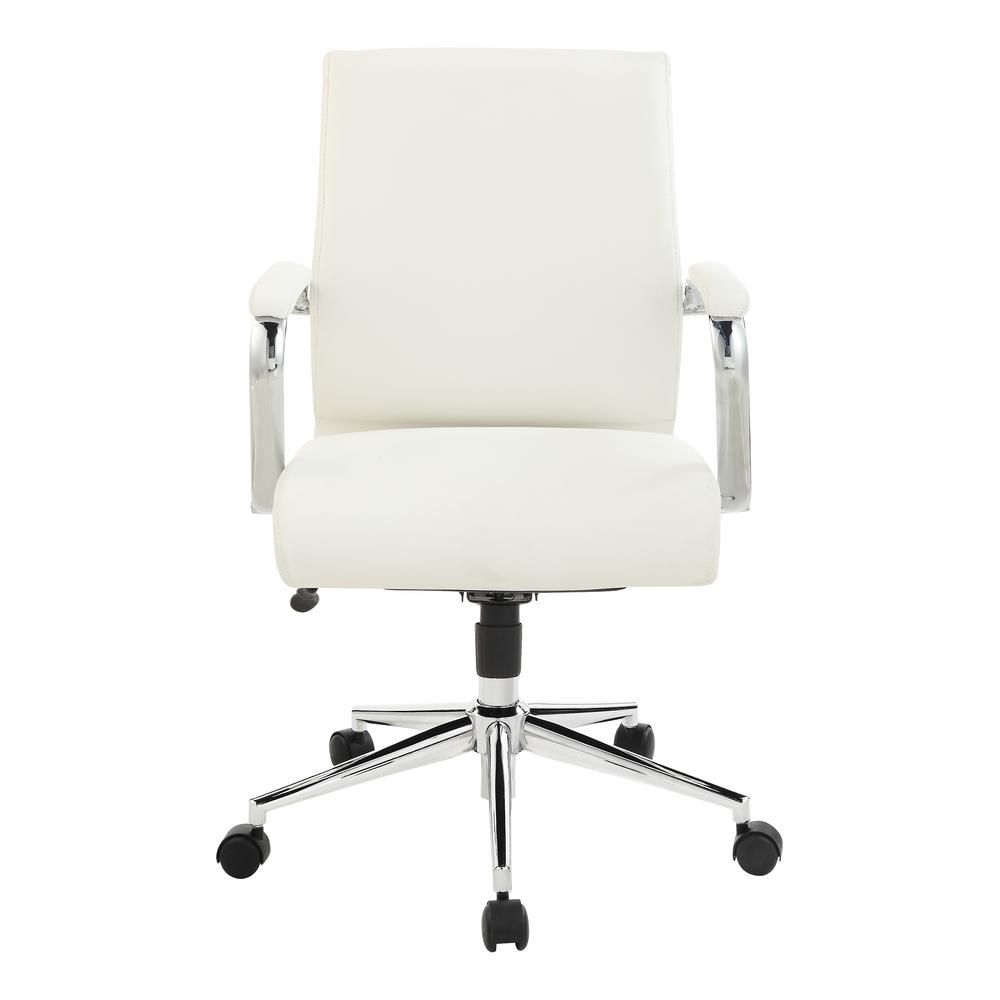 Mid Back Manager’s Chair with Dillon Snow Antimicrobial Fabric and Chrome Base