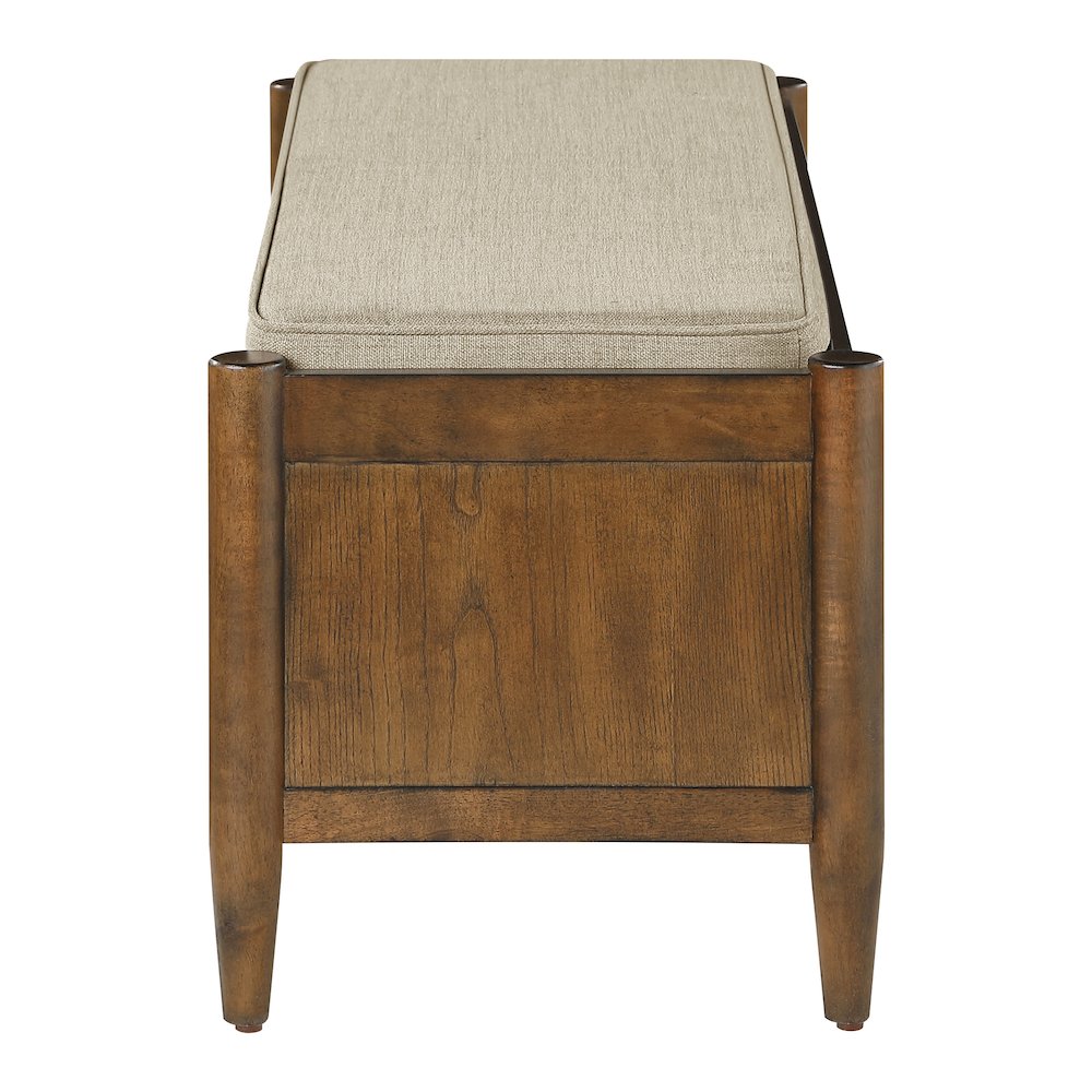 Marilyn Storage Bench with Walnut Wood finished and Brown Fabric Padded seat