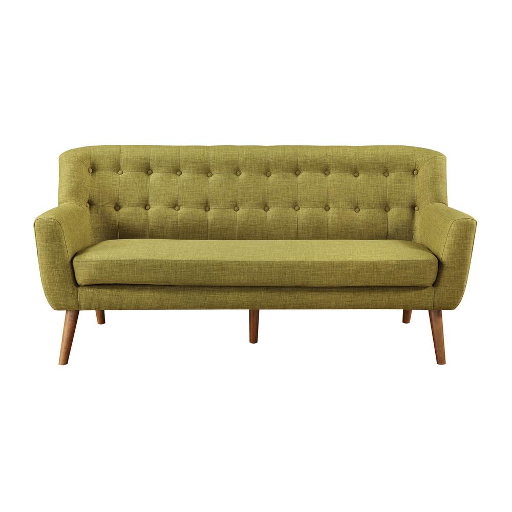 Mill Lane Mid-Century Modern 68” Tufted Sofa in Green Fabric