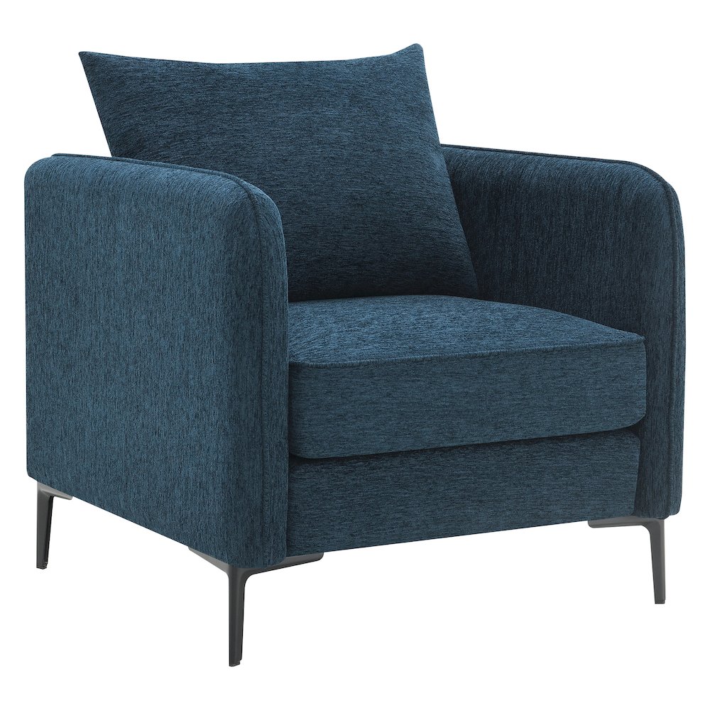 Newhaven Accent Chair in Navy Green Fabric with Black Metal Legs