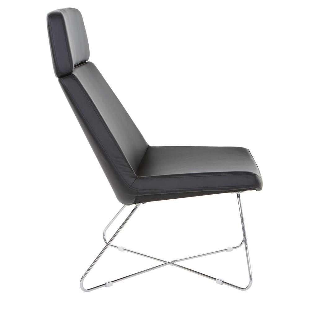 Geena Guest Chair in Dillon Black with Chrome Sled Base