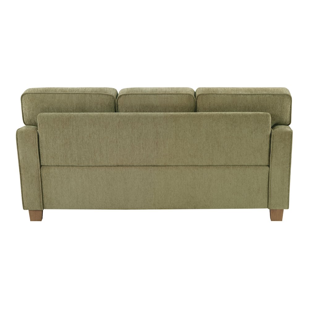Sectional in Sea Green fabric with 2 Pillows and Medium Oak Finished Wood Legs