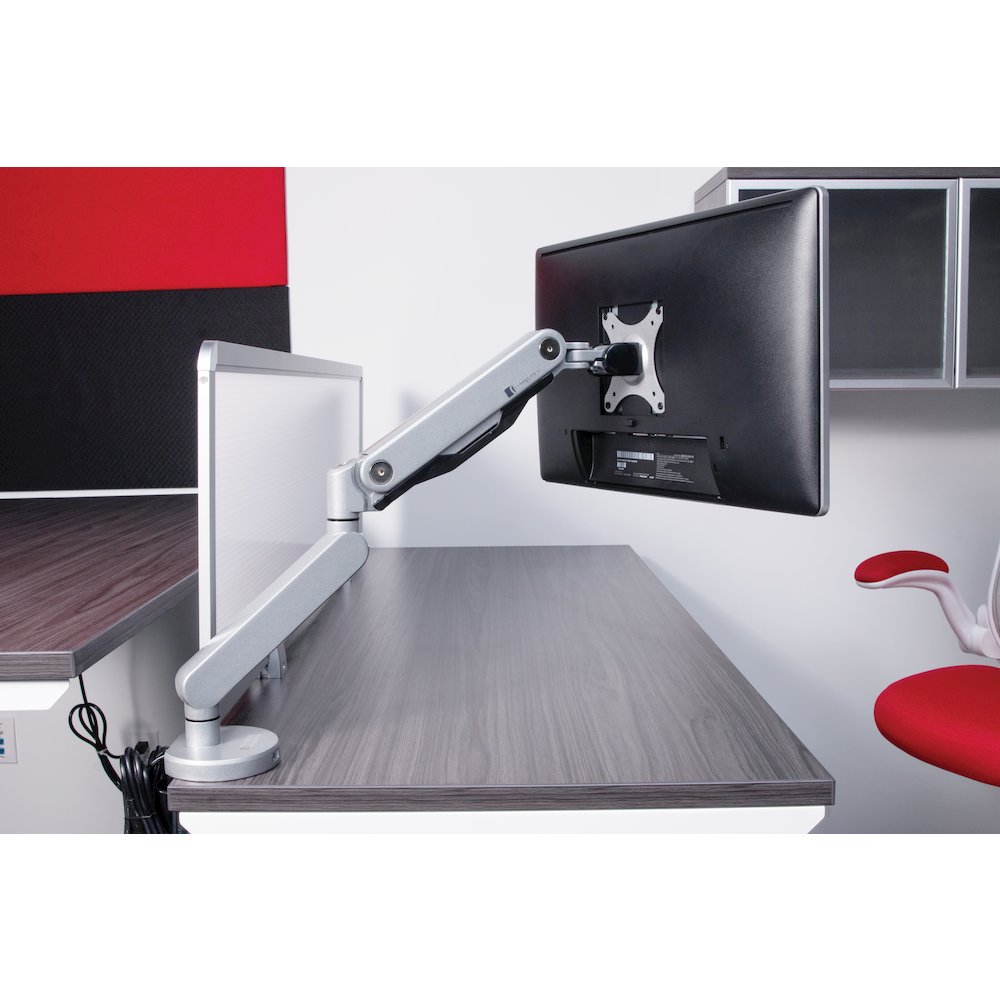 Single Monitor Arm with Dual USB 3.0 Port in Silver Finish