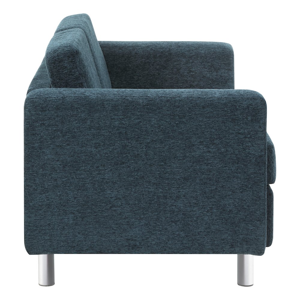 Pacific Loveseat in Navy Fabric with Chrome Legs