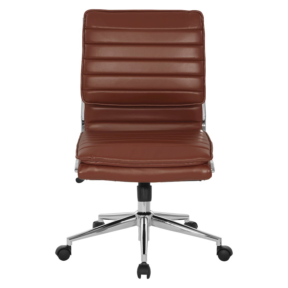 Armless Mid-Back Manager’s Faux Leather Chair in Saddle