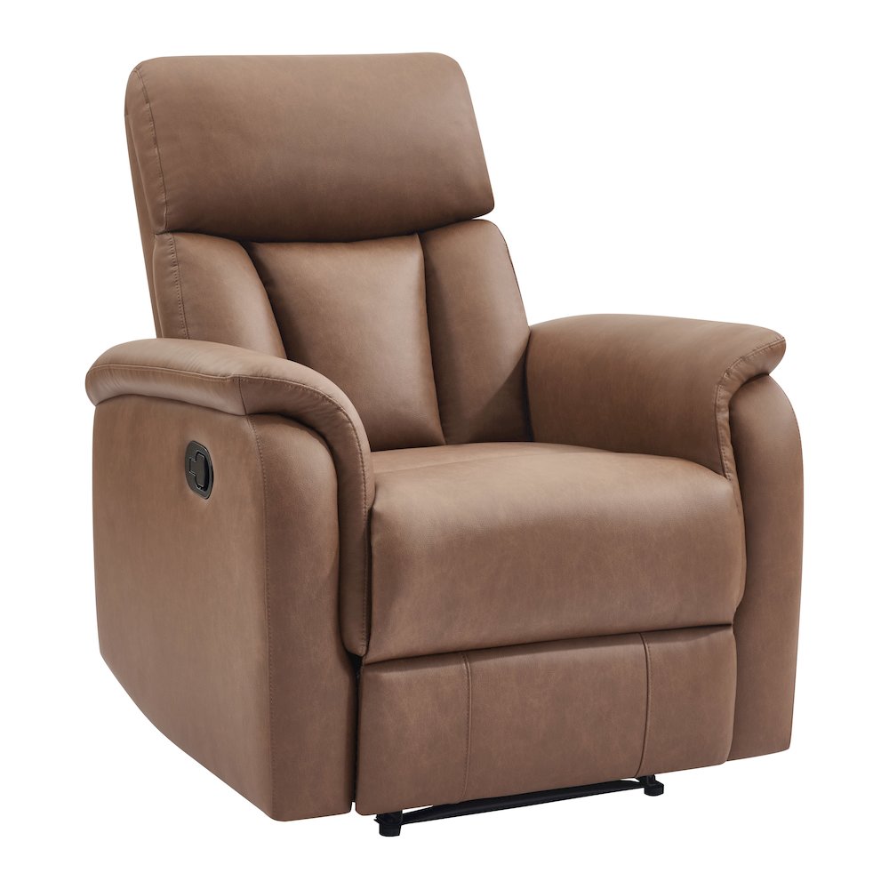 Carillo Pushback Recliner in Saddle Brown Faux Leather