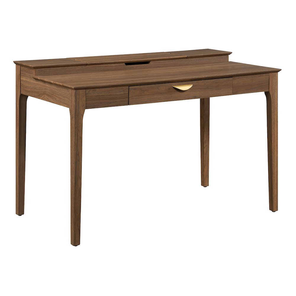 Angelina Desk with Shelf Storage Hutch with Majestic Walnut Finish