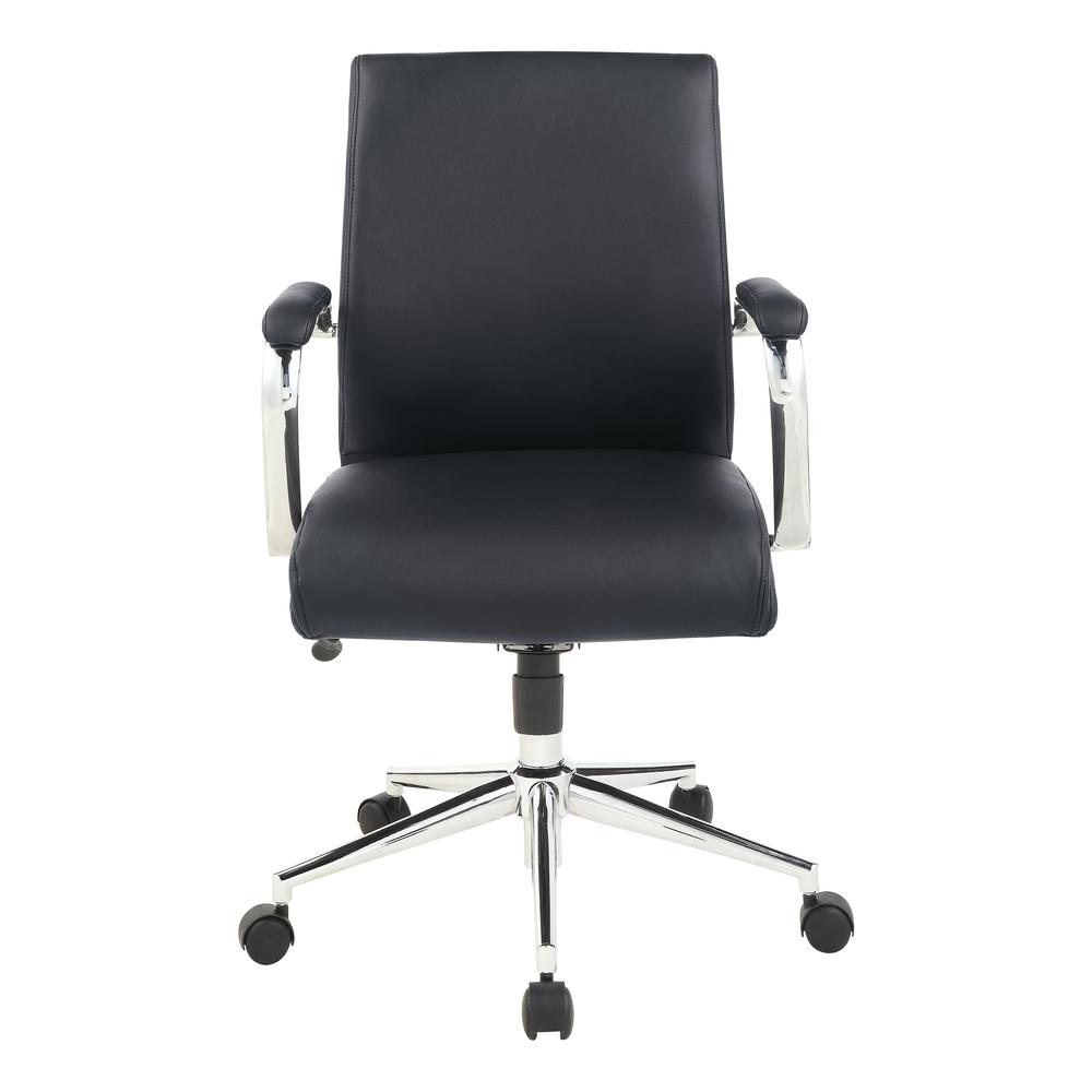 Mid Back Manager’s Chair with Dillon Black Antimicrobial Fabric and Chrome Base