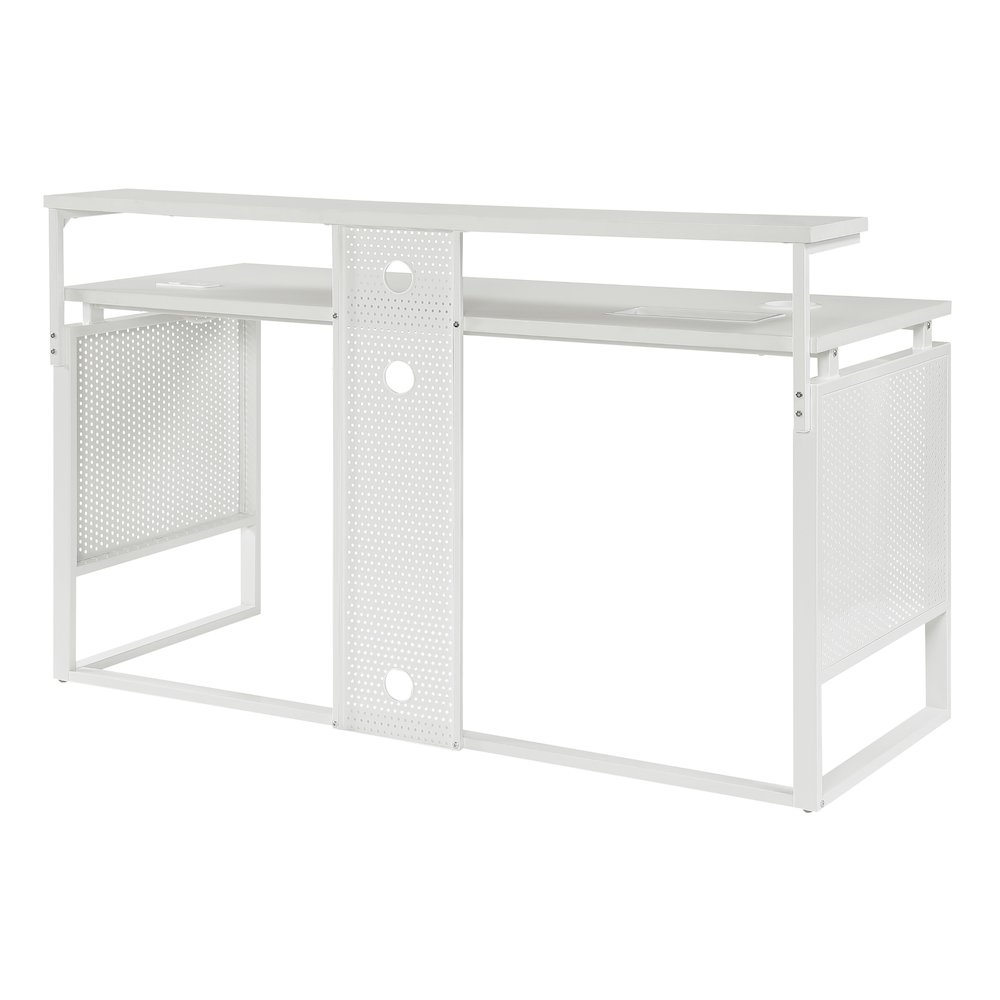 Ace 60″ Desk with Hutch in White Top and White Frame