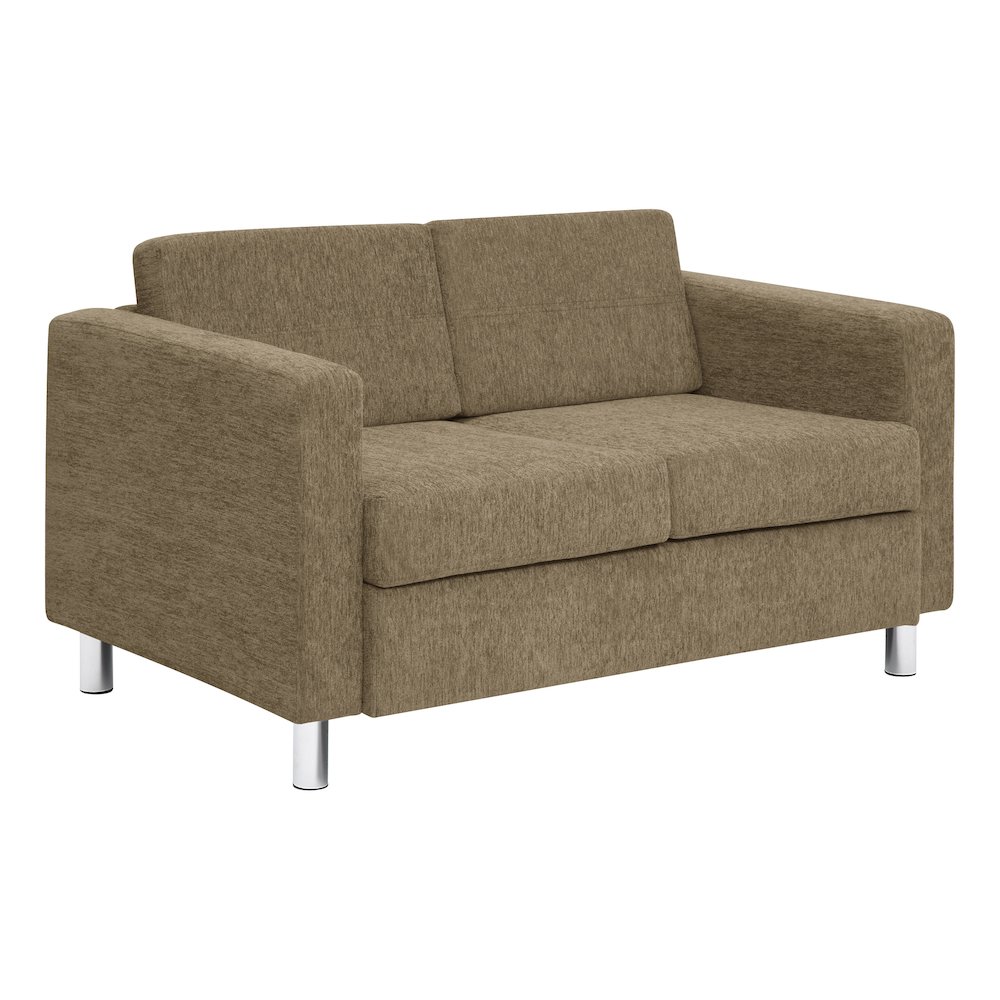 Pacific Loveseat in Taupe Fabric with Chrome Legs