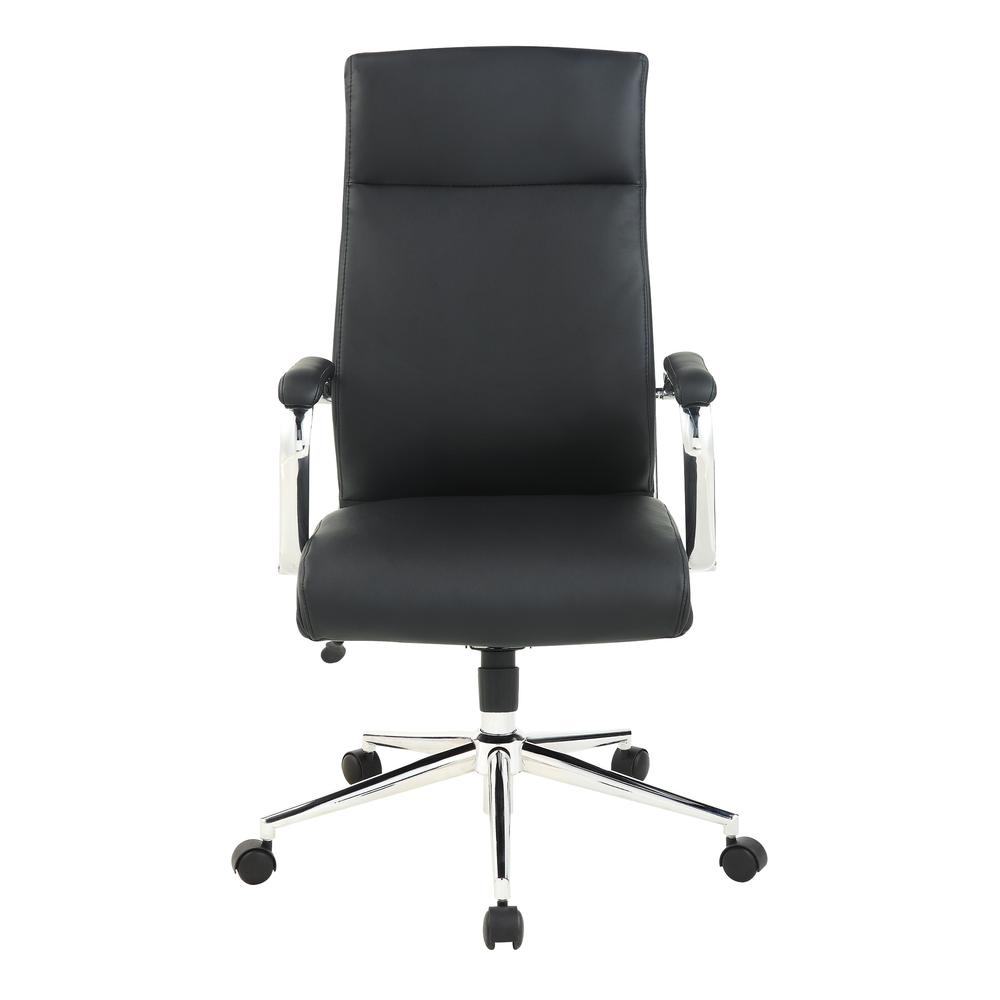High Back Manager’s Chair with Dillon Black Antimicrobial Fabric and Chrome Base