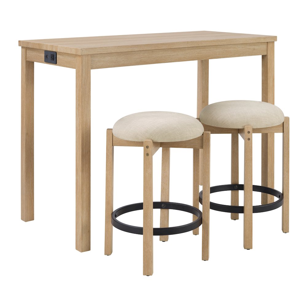 Melissa 3-PC  Counter Height Table Dining Set with Power