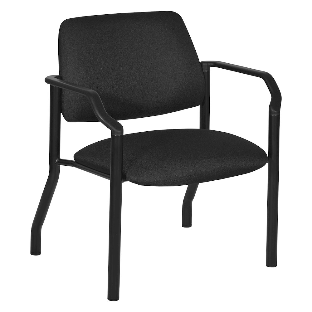 Big & Tall Guest Chair in Icon Black Fabric with PU Arms and Black Metal Frame