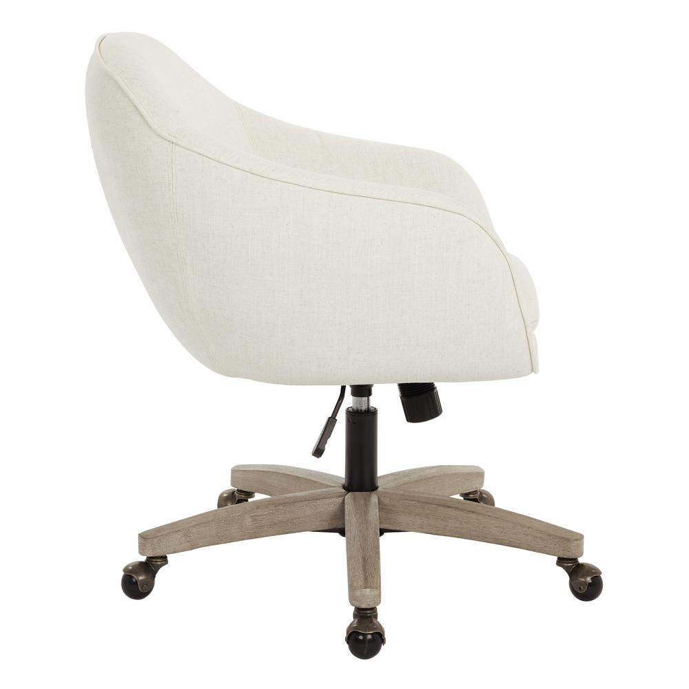 Nora Office Chair in Linen Fabric with Grey Brush Wood Base KD