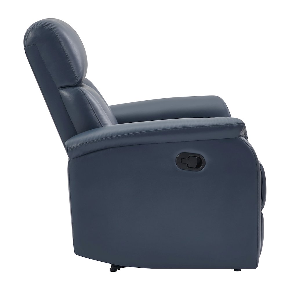 Carillo Pushback Recliner in Navy Faux Leather