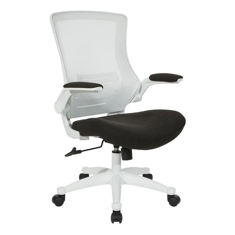 White Screen Back Manager’s Chair in Linen Black Fabric