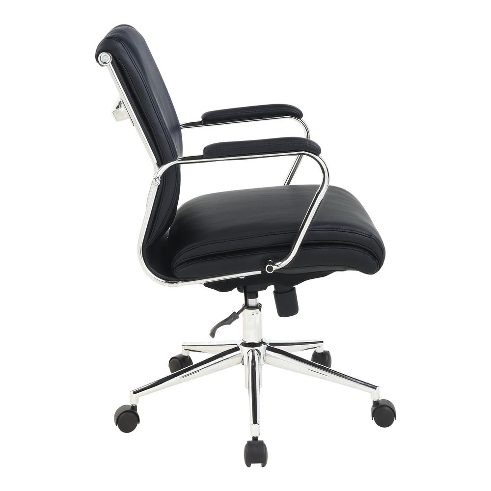 Mid Back Manager’s Chair with Dillon Black Antimicrobial Fabric and Chrome Base