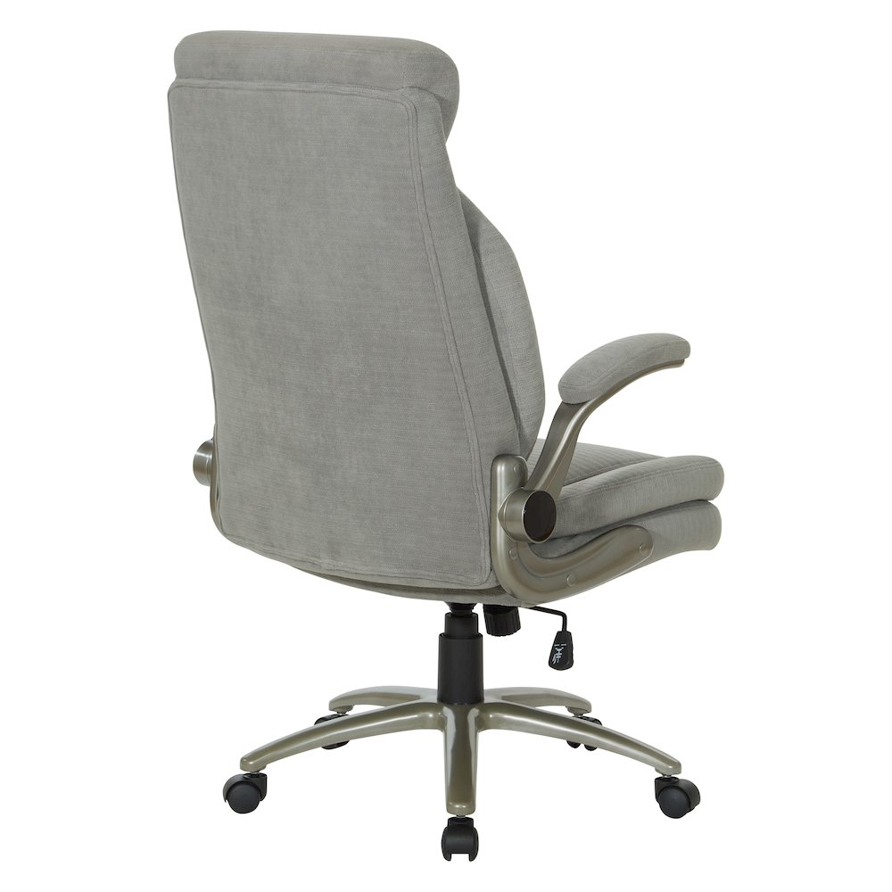 Grey Fabric Big & Tall Chair with Padded Flip Arms and Titanium Base.