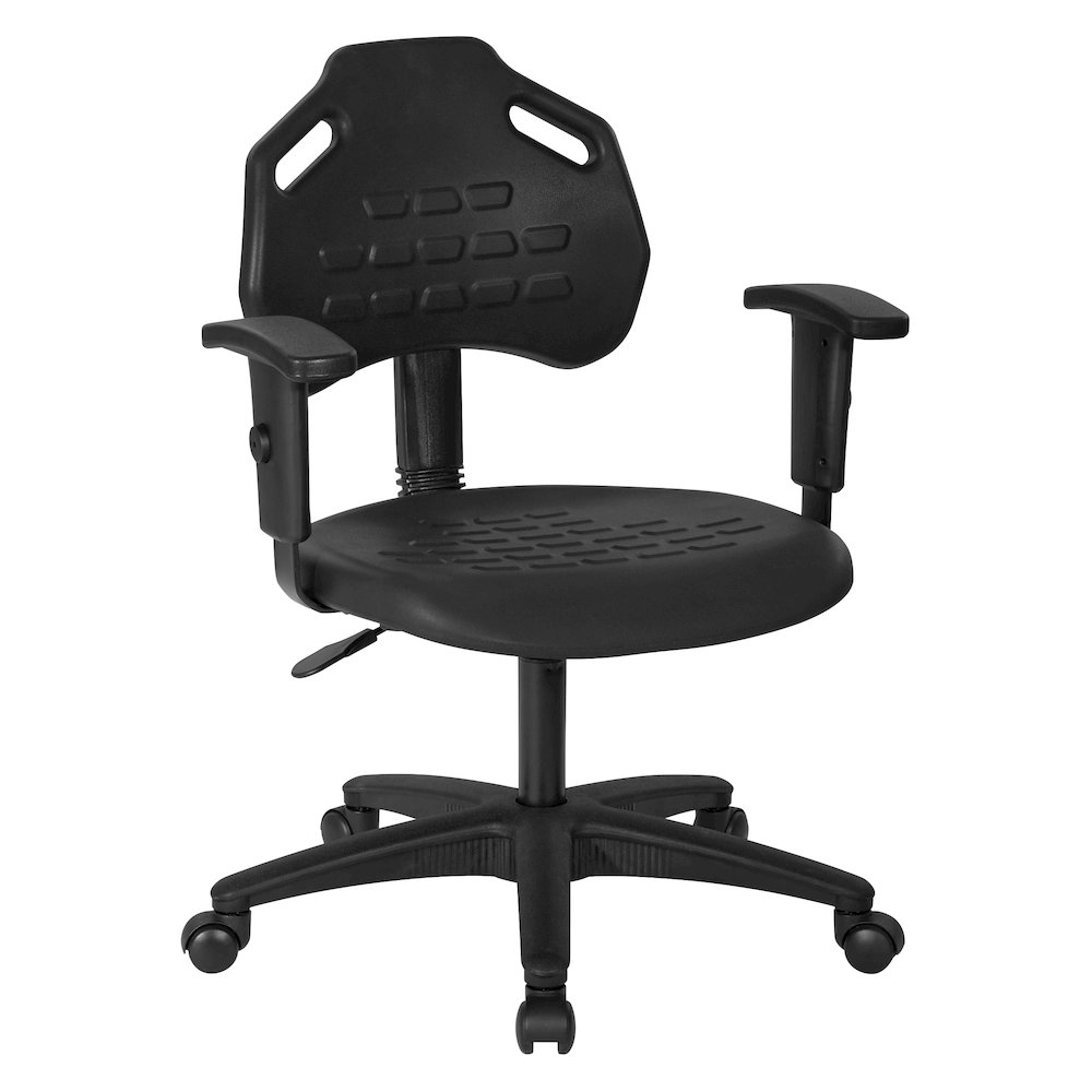 Black Self-Skinned Urethane Task Chair With Arms