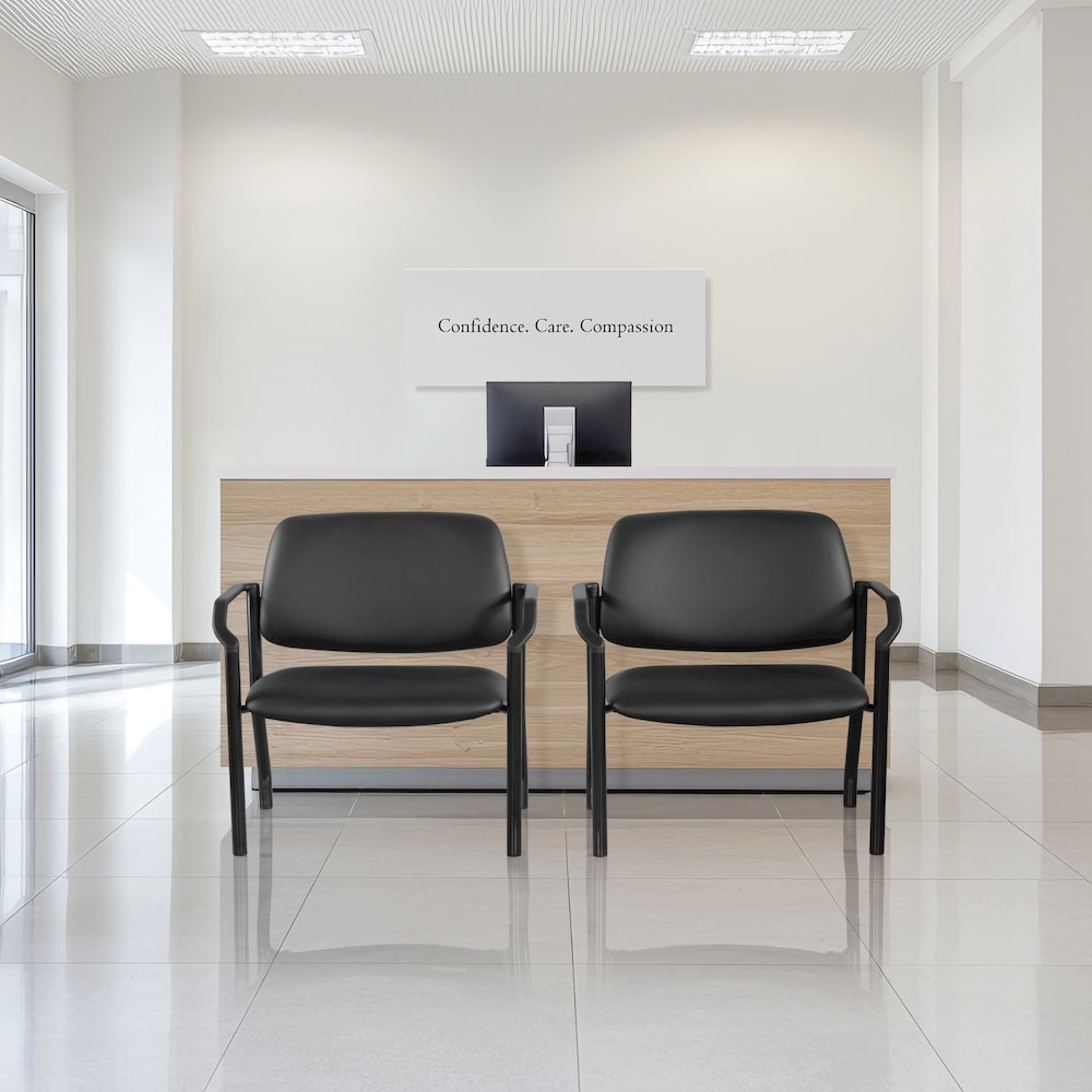 Big & Tall Guest Chair in Dillon Black Fabric with PU Arms and Black Metal Frame