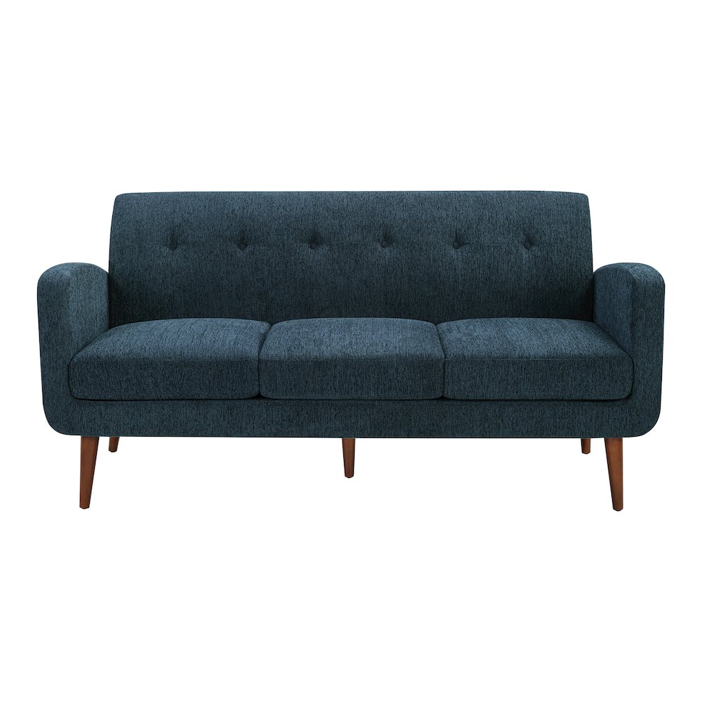 Lake Meadows Sofa in Navy Fabric with Espresso Legs