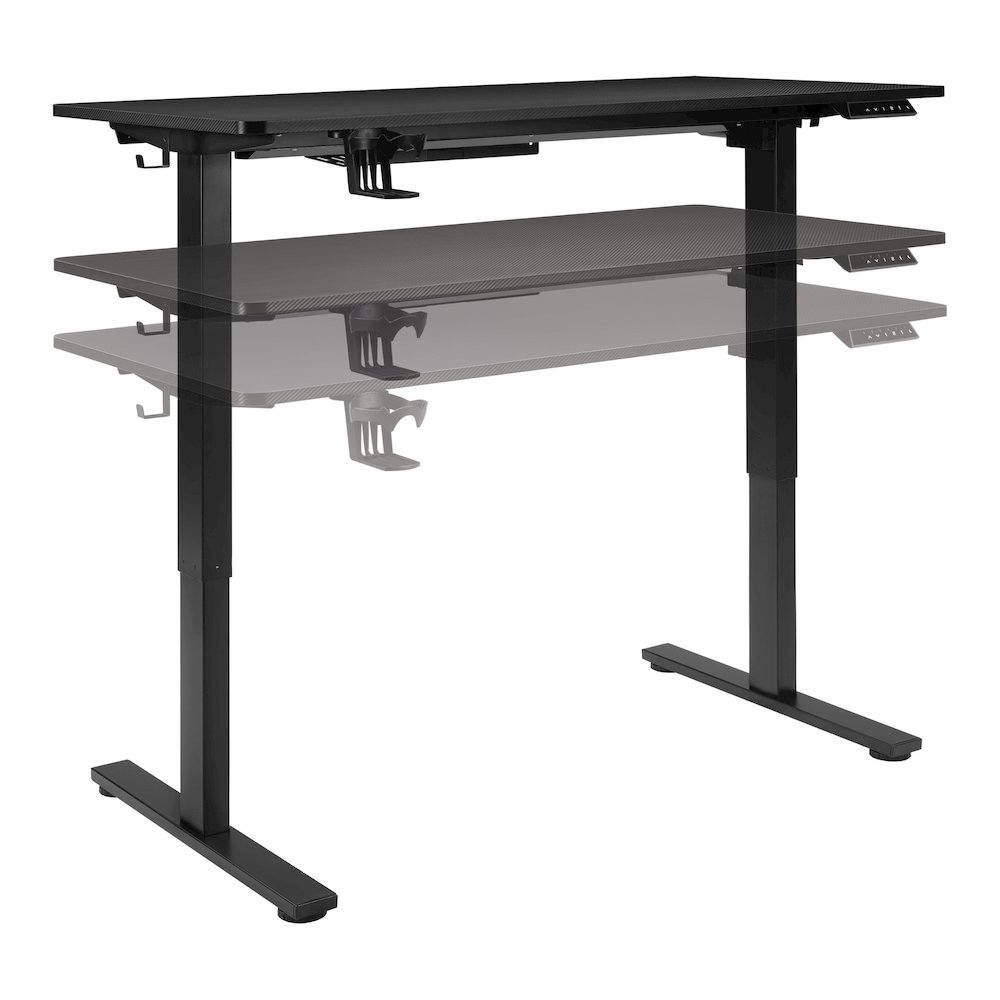 Primo 48″ Electric Height Adjustable Gaming Desk in Black Carbon Fiber Finish